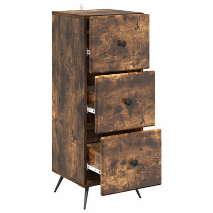 Drawer Cabinet Smoked Oak 33 x 34.5 x 90 cm Engineered Wood