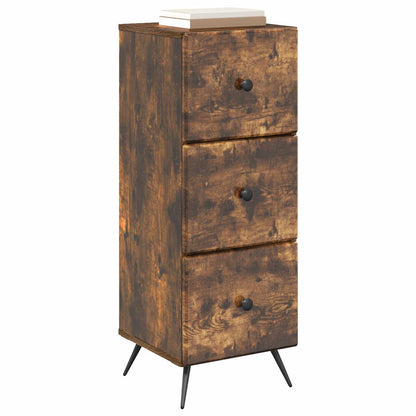 Drawer Cabinet Smoked Oak 33 x 34.5 x 90 cm Engineered Wood