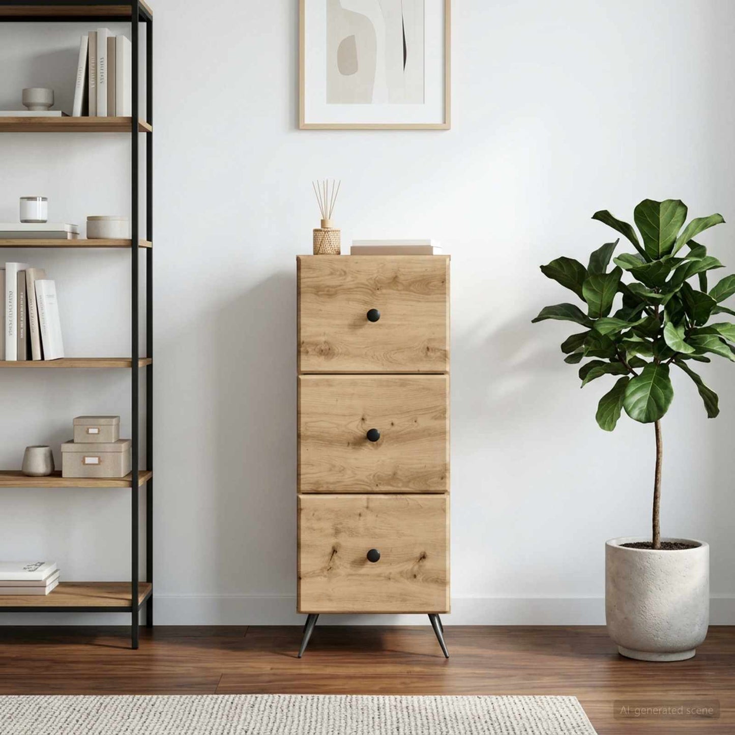 Drawer Cabinet Artisan Oak 33 x 34.5 x 90 cm Engineered Wood