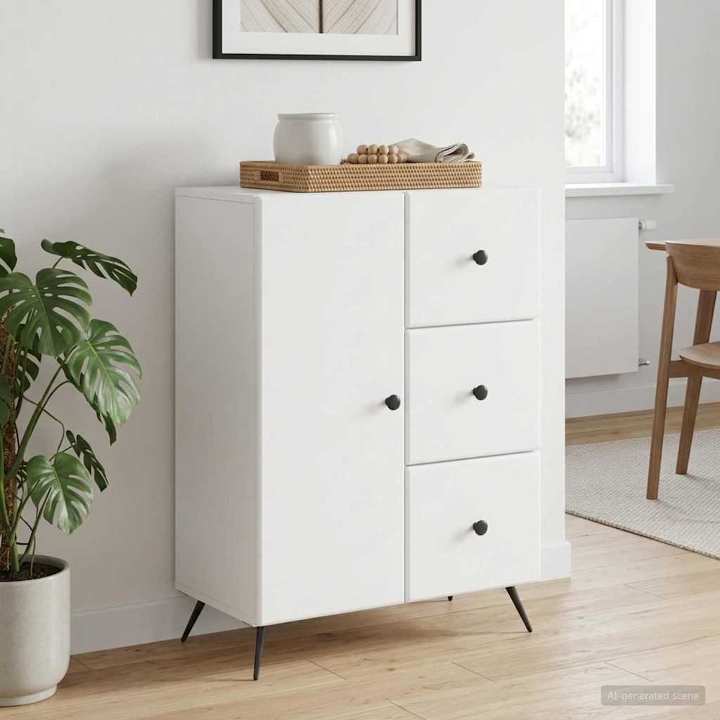 Sideboard with Drawer White 66 x 34.5 x 90 cm Engineered Wood