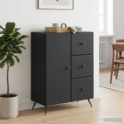 Sideboard with Drawer Black 66 x 34.5 x 90 cm Engineered Wood