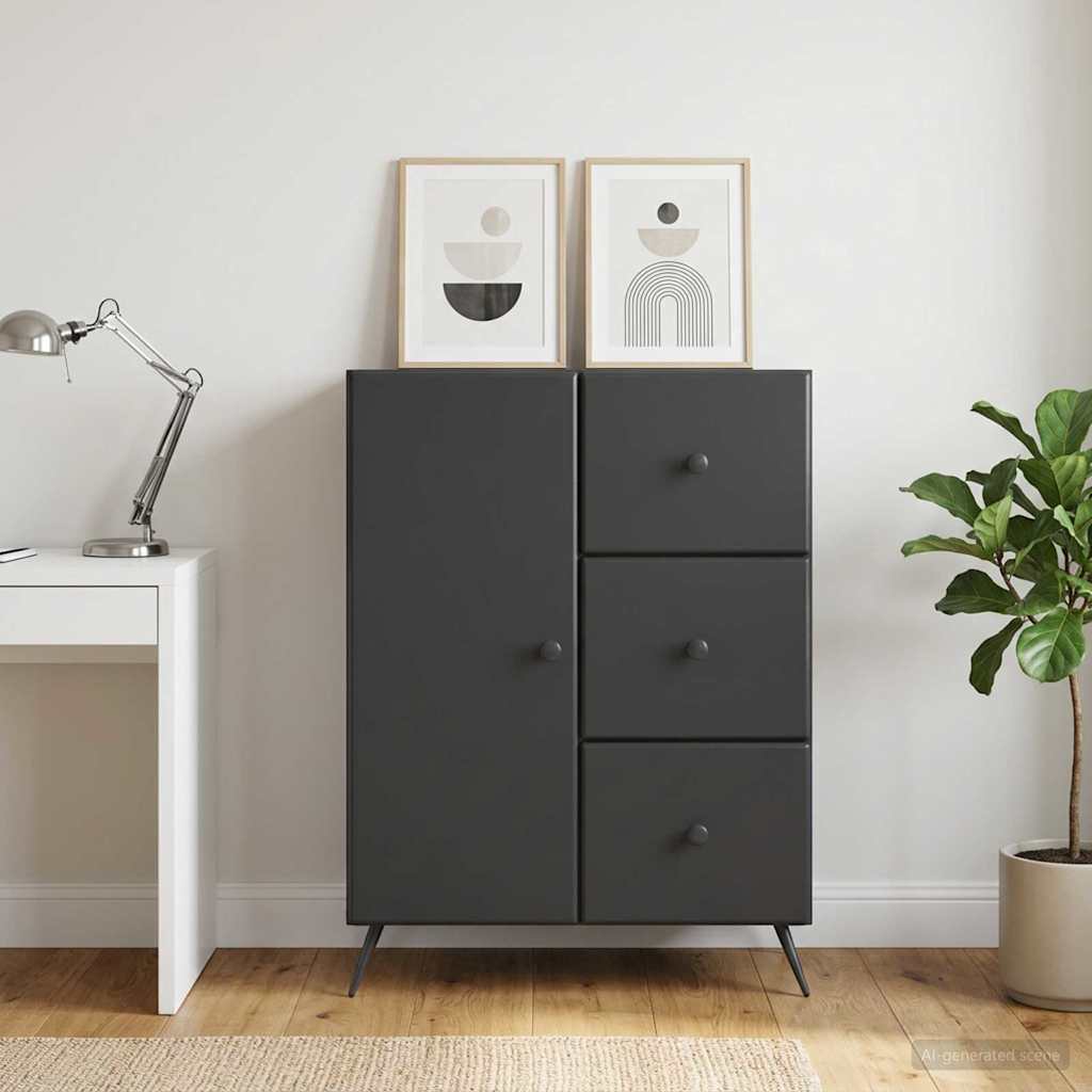 Sideboard with Drawer Black 66 x 34.5 x 90 cm Engineered Wood