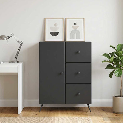 Sideboard with Drawer Black 66 x 34.5 x 90 cm Engineered Wood