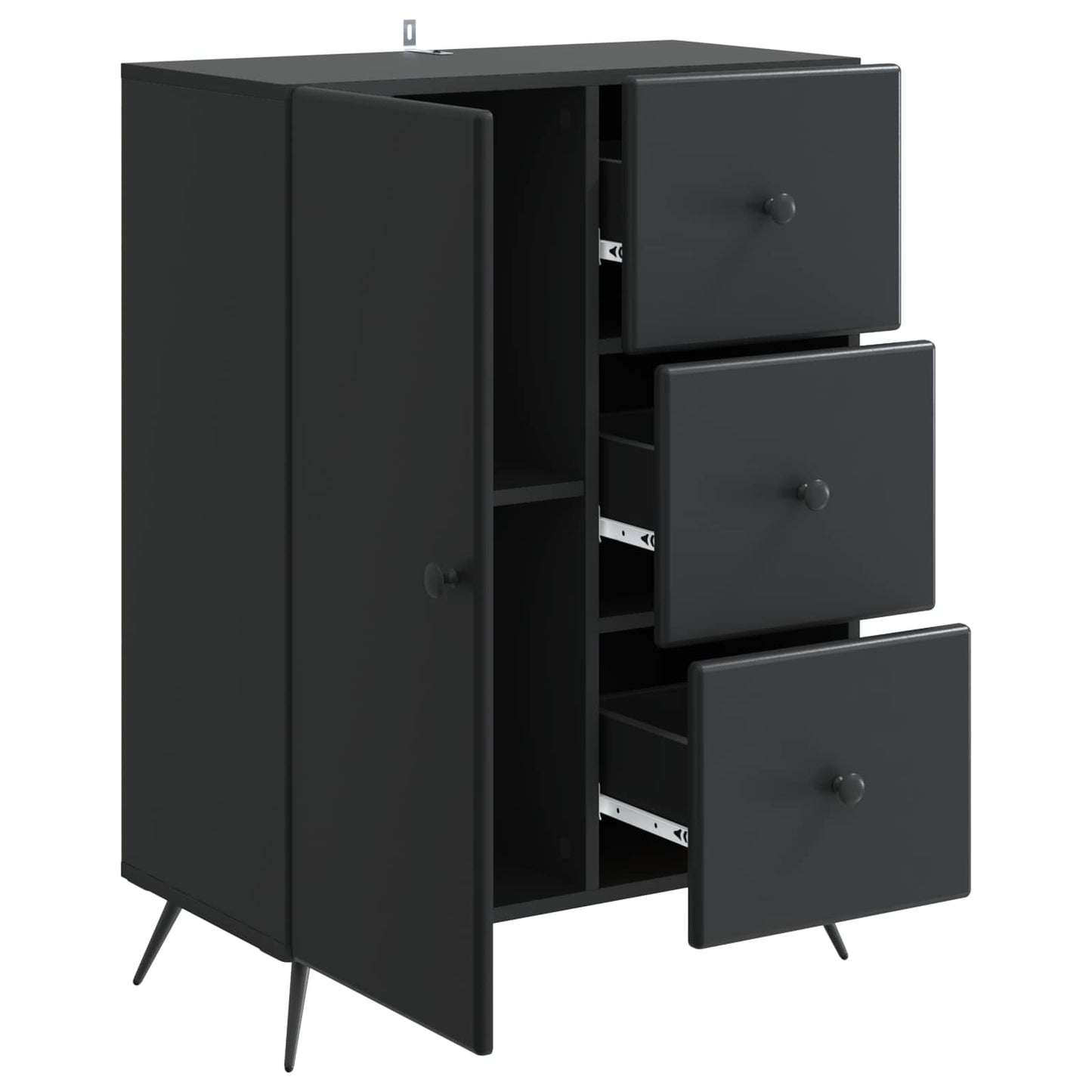 Sideboard with Drawer Black 66 x 34.5 x 90 cm Engineered Wood