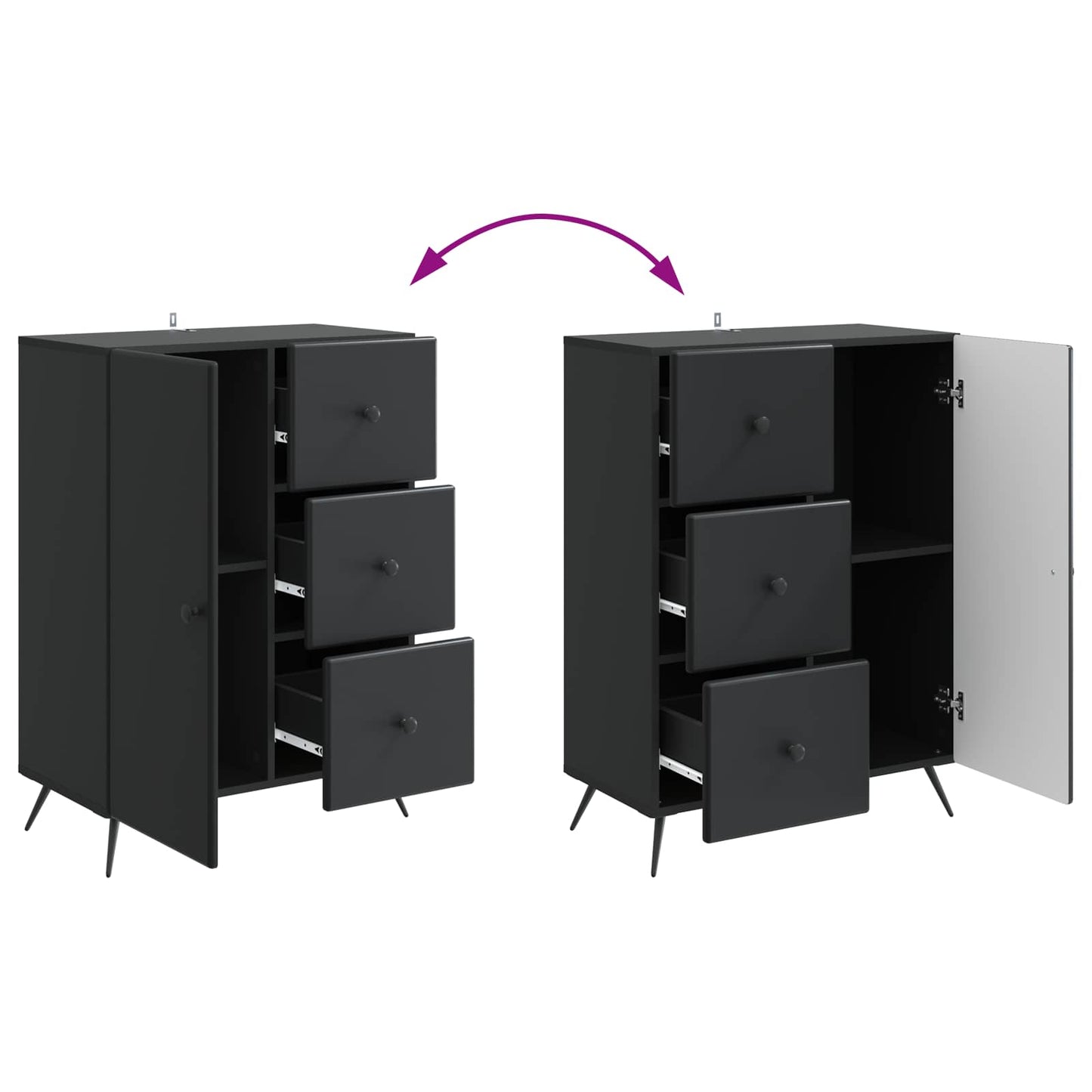 Sideboard with Drawer Black 66 x 34.5 x 90 cm Engineered Wood