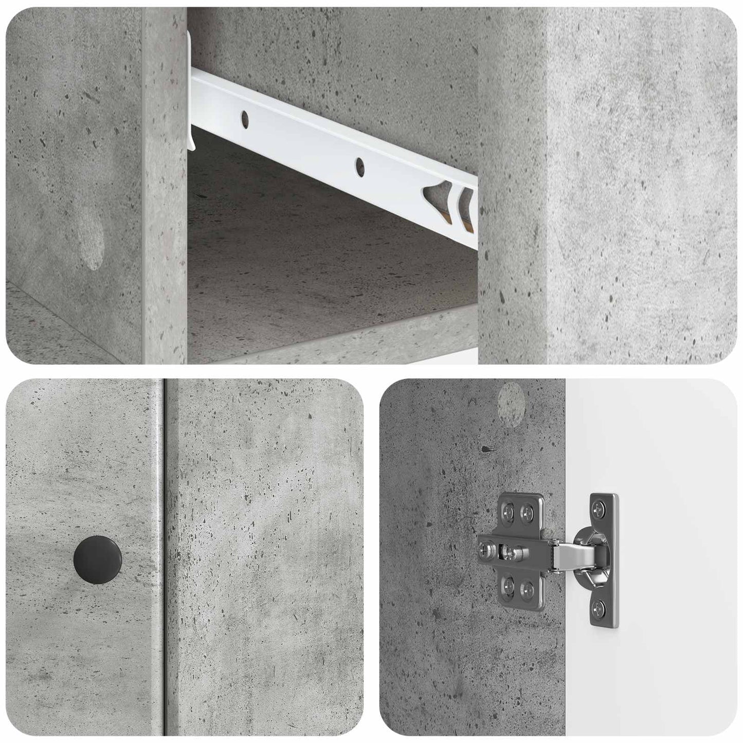 Sideboard Concrete Grey 66 x 34.5 x 90 cm Engineered Wood