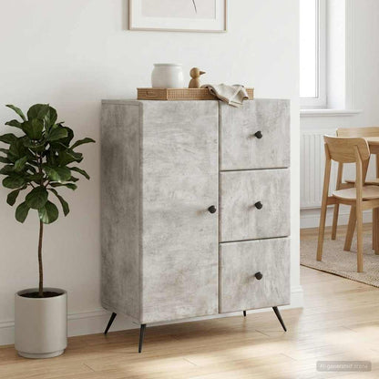 Sideboard Concrete Grey 66 x 34.5 x 90 cm Engineered Wood