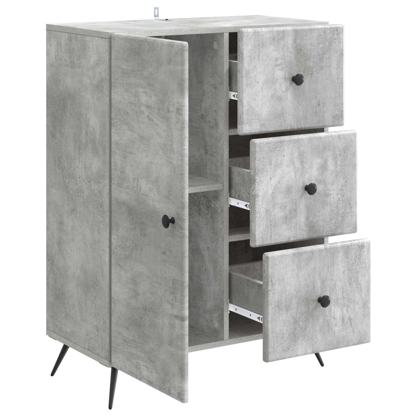 Sideboard Concrete Grey 66 x 34.5 x 90 cm Engineered Wood