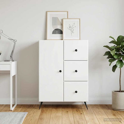 Sideboard High Gloss White 66 x 34.5 x 90 cm Engineered Wood