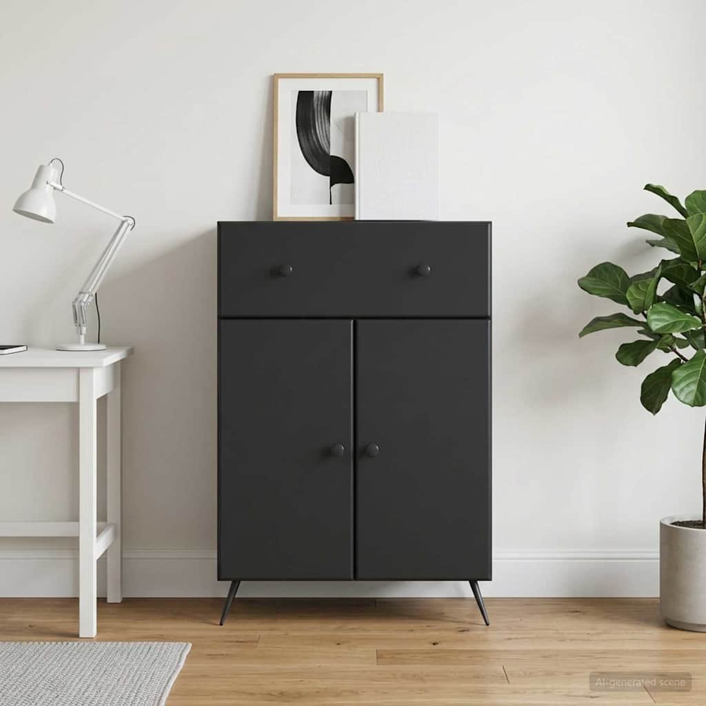 Sideboard with Drawer Black 66 x 34.5 x 90 cm Engineered Wood
