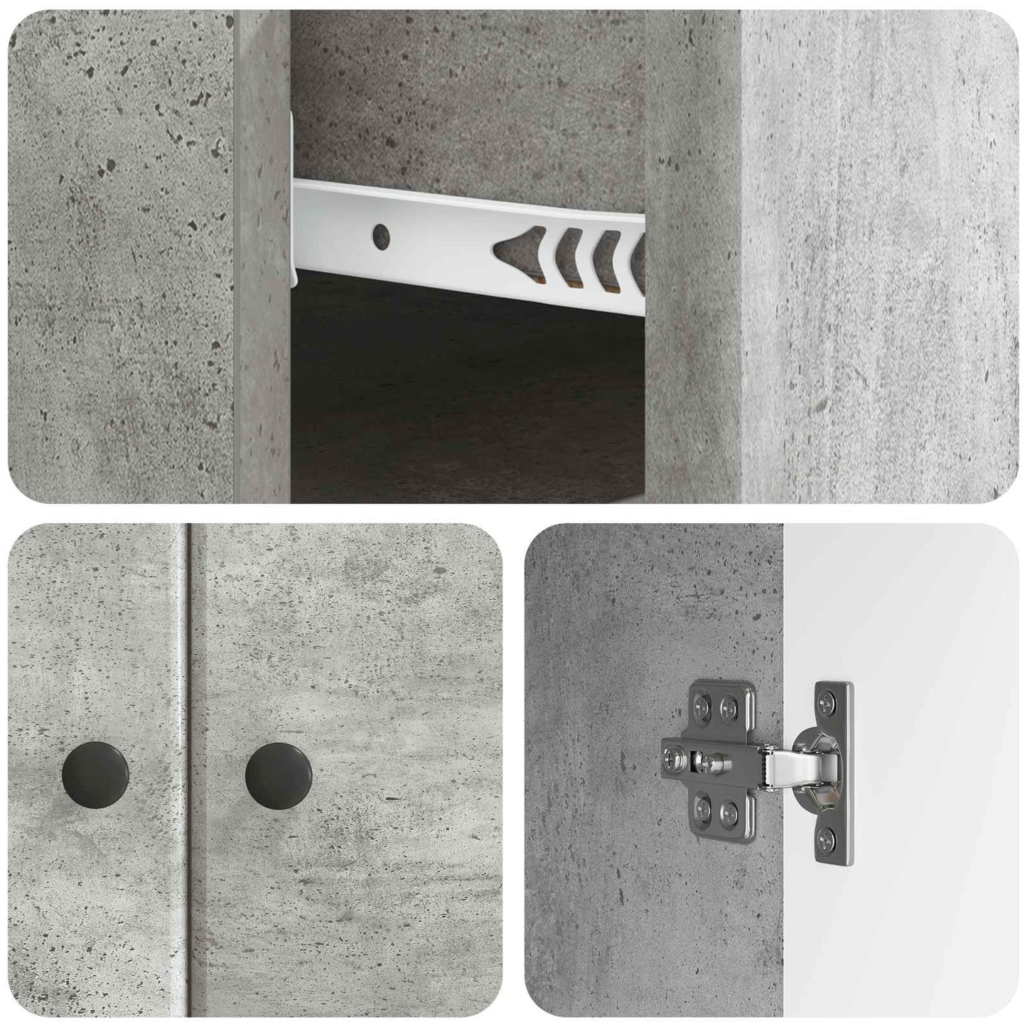 Sideboard Concrete Grey 66 x 34.5 x 90 cm Engineered Wood