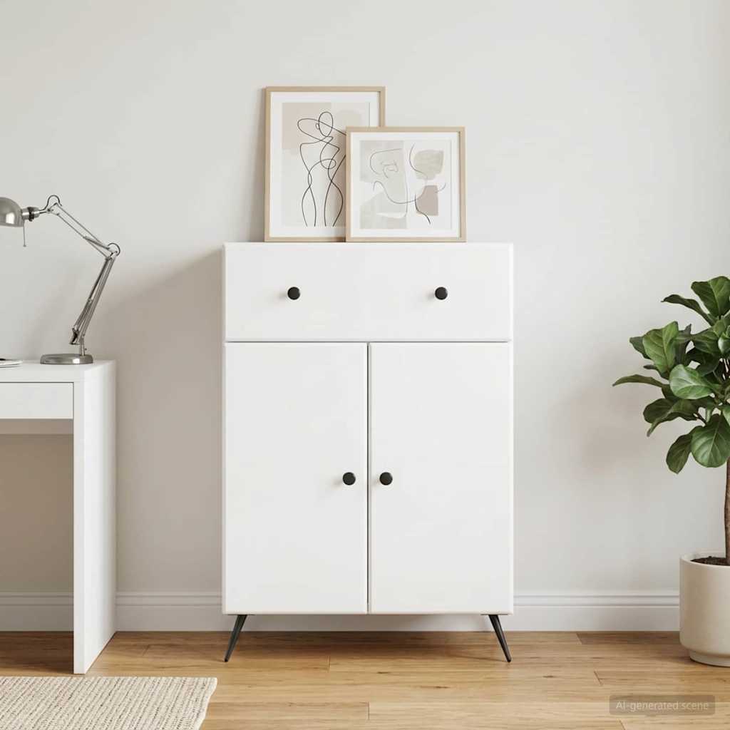 Sideboard High Gloss White 66 x 34.5 x 90 cm Engineered Wood
