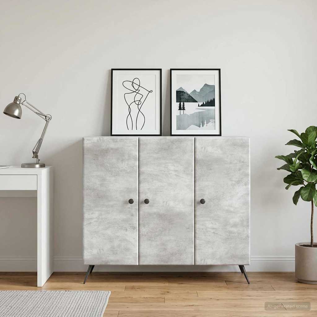 Sideboard Concrete Grey 89 x 34.5 x 80 cm Engineered Wood