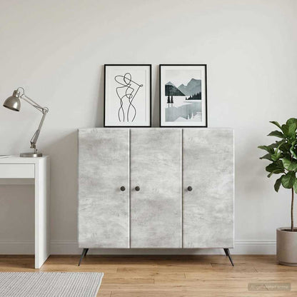 Sideboard Concrete Grey 89 x 34.5 x 80 cm Engineered Wood