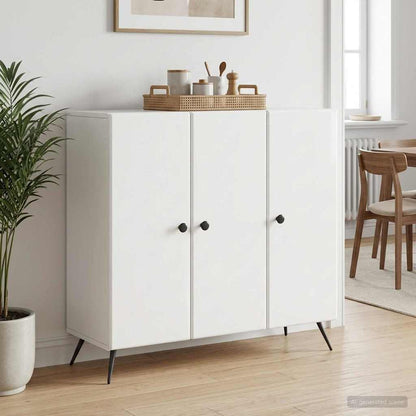 Sideboard High Gloss White 89 x 34.5 x 80 cm Engineered Wood
