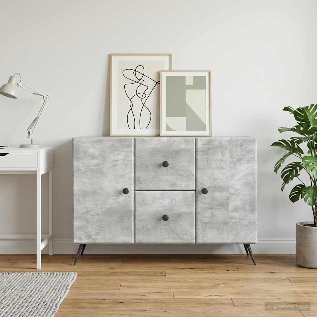 Sideboard Concrete Grey 89 x 34.5 x 60 cm Engineered Wood
