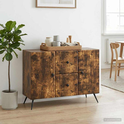 Sideboard Smoked Oak 89 x 34.5 x 60 cm Engineered Wood