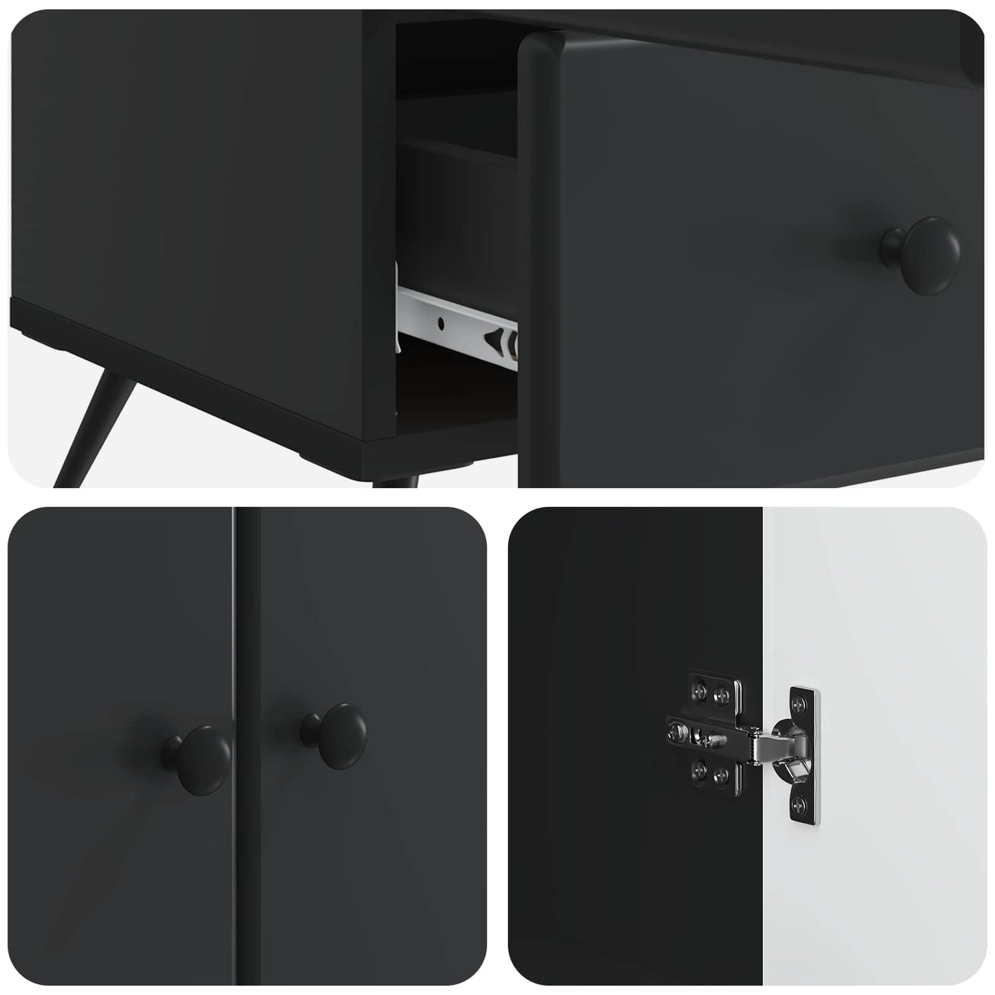 Sideboard with Drawer Black 66 x 34.5 x 95 cm Engineered Wood