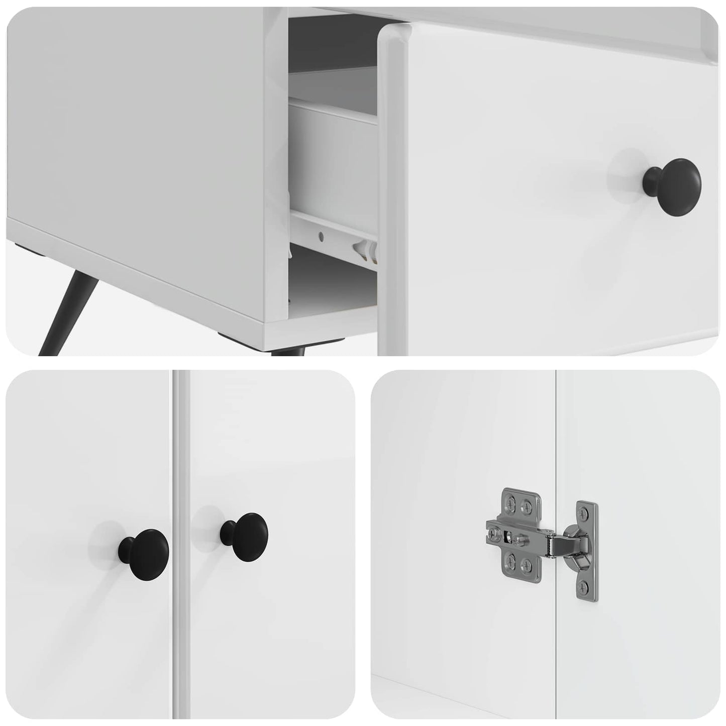 Sideboard High Gloss White 66 x 34.5 x 95 cm Engineered Wood
