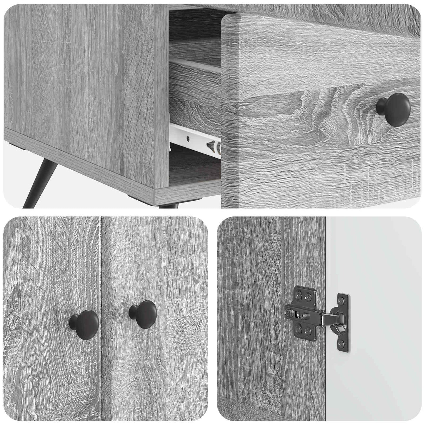 Sideboard Grey Sonoma 66 x 34.5 x 95 cm Engineered Wood
