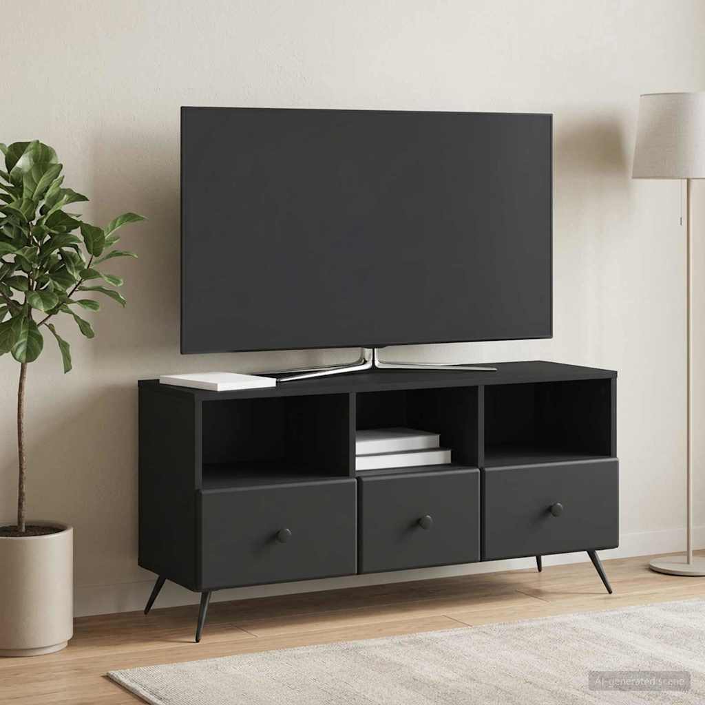 TV Cabinet with Drawer Black 102 x 34.5 x 50 cm Engineered Wood
