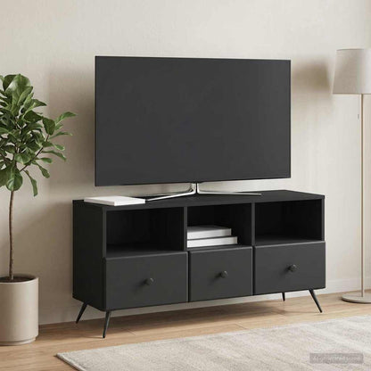 TV Cabinet with Drawer Black 102 x 34.5 x 50 cm Engineered Wood