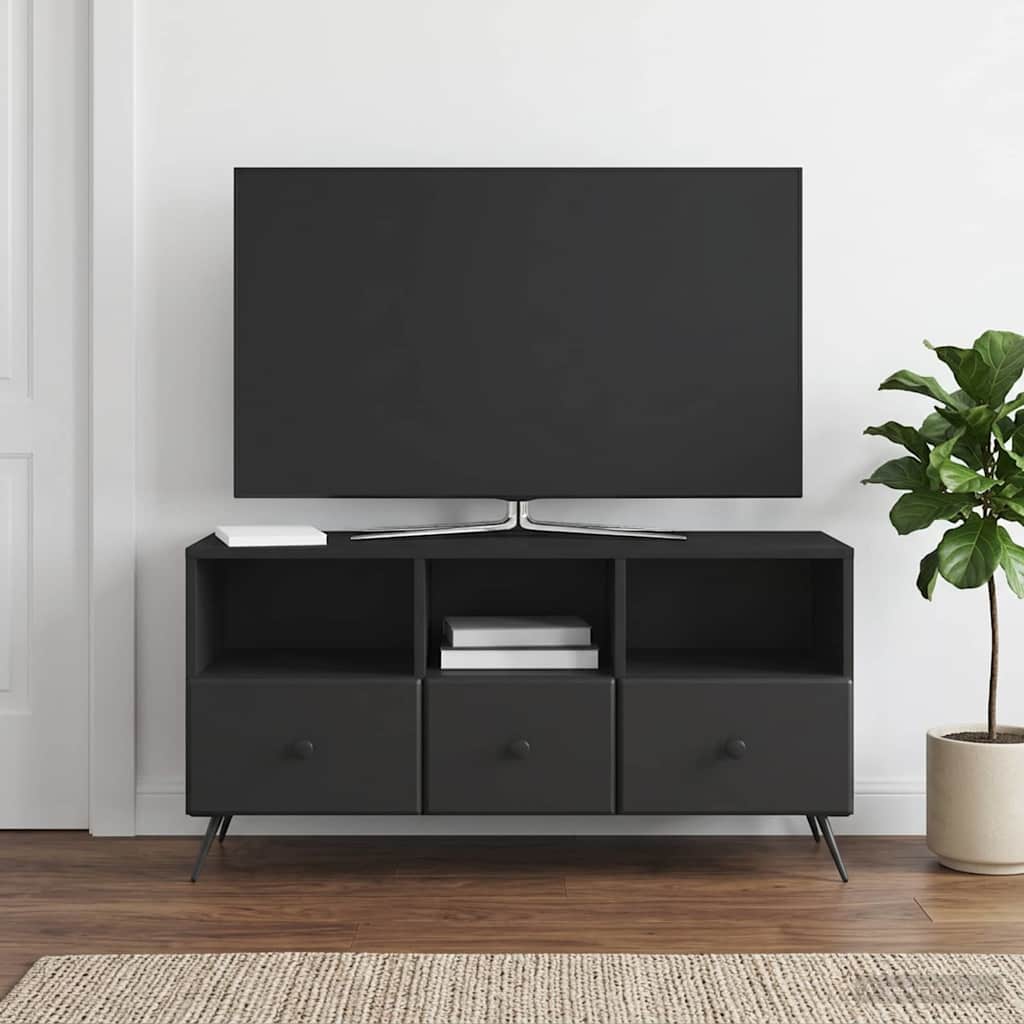 TV Cabinet with Drawer Black 102 x 34.5 x 50 cm Engineered Wood