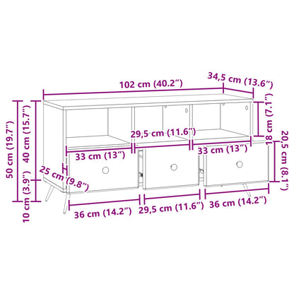 TV Cabinet Sonoma Oak 102 x 34.5 x 50 cm Engineered Wood