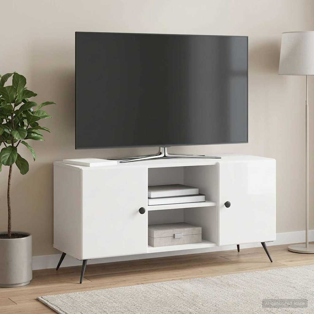 TV Cabinet High Gloss White 102 x 34.5 x 50 cm Engineered Wood
