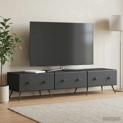 TV Cabinet with Drawer Black 147 x 34.5 x 30 cm Engineered Wood