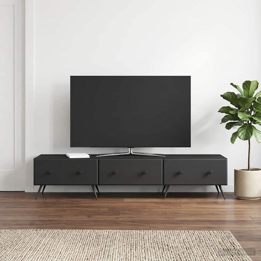 TV Cabinet with Drawer Black 147 x 34.5 x 30 cm Engineered Wood