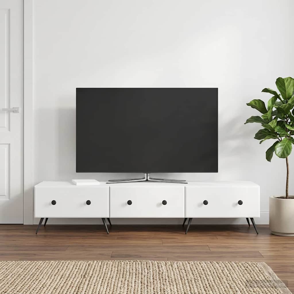 TV Cabinet High Gloss White 147 x 34.5 x 30 cm Engineered Wood