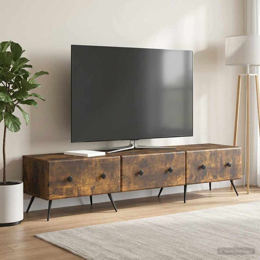TV Cabinet Smoked Oak 147 x 34.5 x 30 cm Engineered Wood