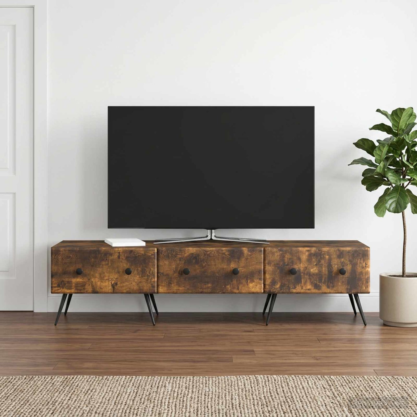 TV Cabinet Smoked Oak 147 x 34.5 x 30 cm Engineered Wood