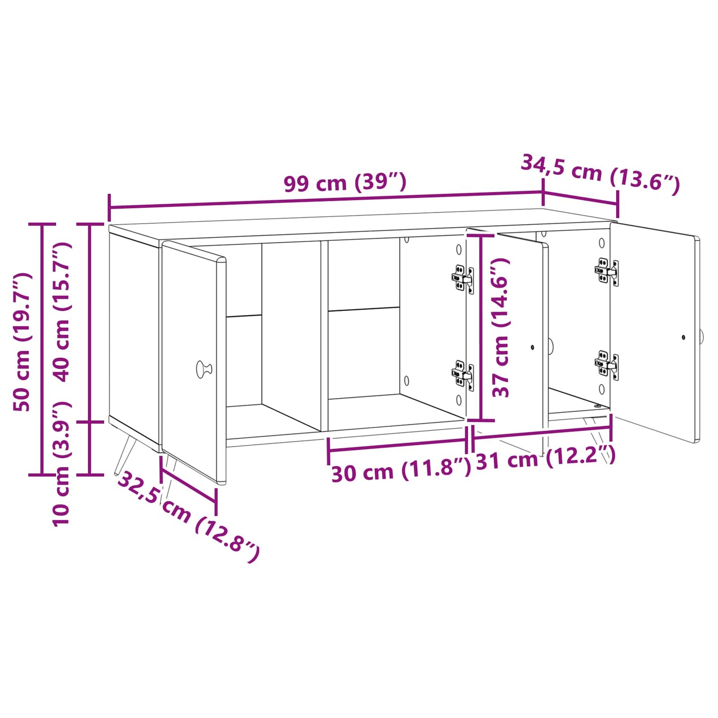 TV Cabinet Sonoma Oak 99 x 34.5 x 50 cm Engineered Wood