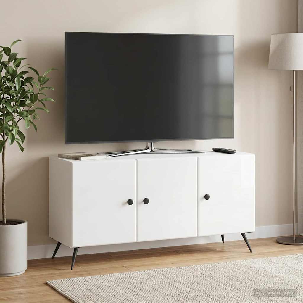 TV Cabinet High Gloss White 99 x 34.5 x 50 cm Engineered Wood