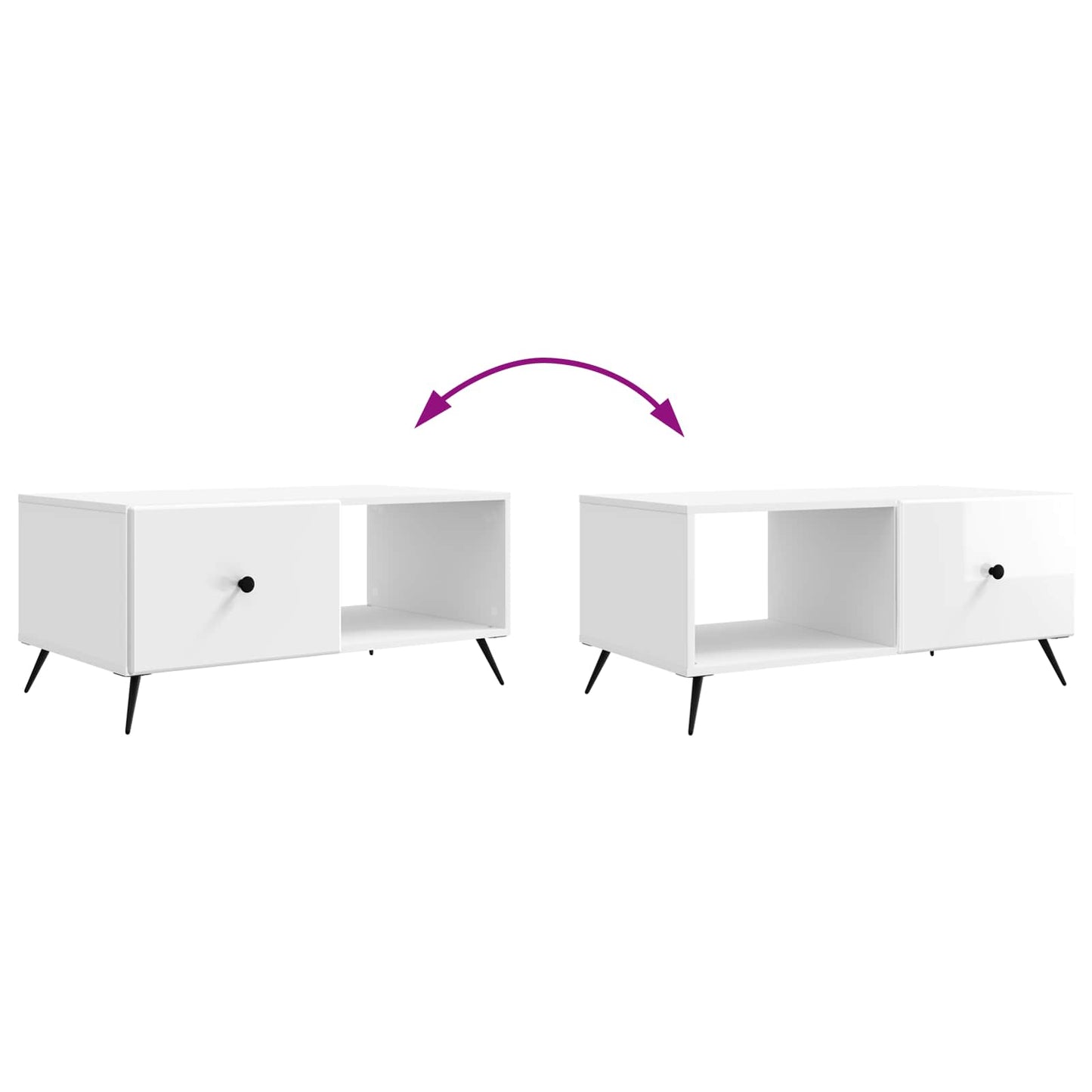 Coffee Table High Gloss White 90 x 50 x 40 cm Engineered Wood
