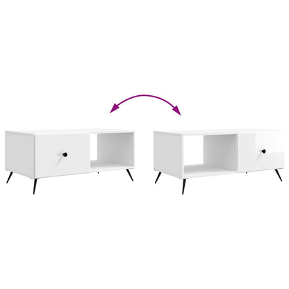 Coffee Table High Gloss White 90 x 50 x 40 cm Engineered Wood