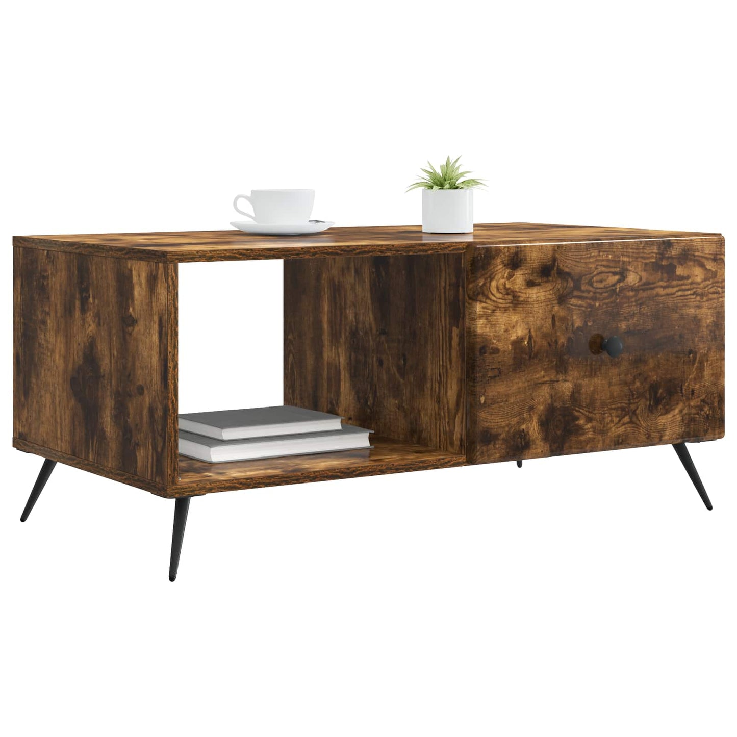 Coffee Table Smoked Oak 90 x 50 x 40 cm Engineered Wood