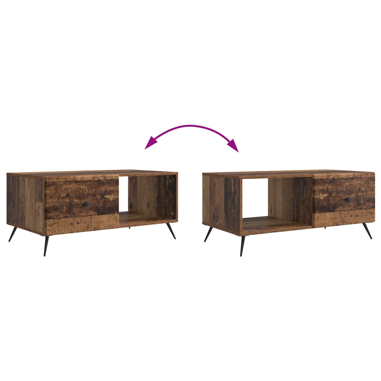 Coffee Table Old Wood 90 x 50 x 40 cm Engineered Wood
