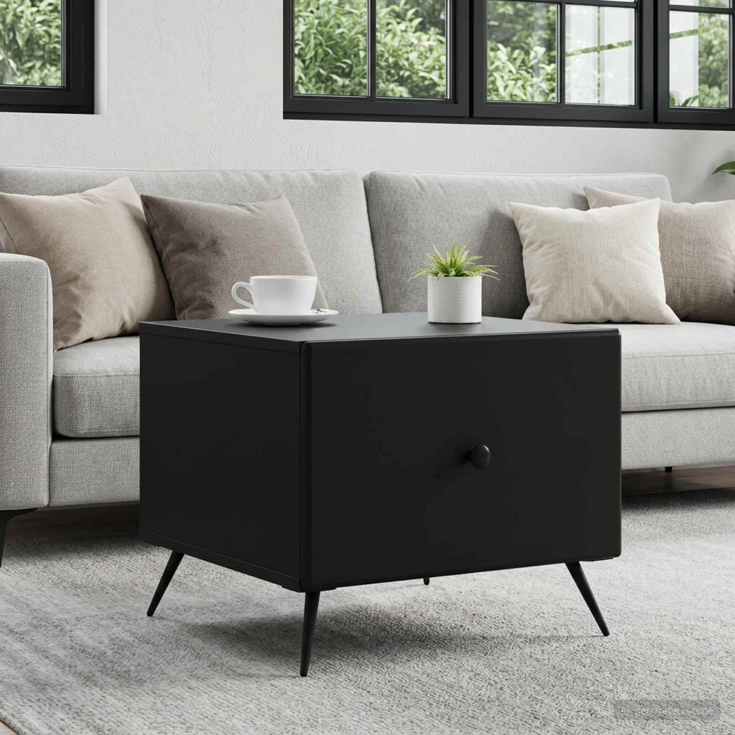 Coffee Table with Drawer Black 49 x 50 x 40 cm Engineered Wood