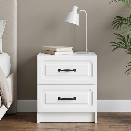 Bedside Cabinet White 43 x 34.5 x 44.5 cm Engineered Wood
