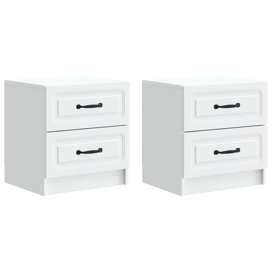 Bedside Cabinet 2 pcs White 43 x 34.5 x 44.5 cm Engineered Wood