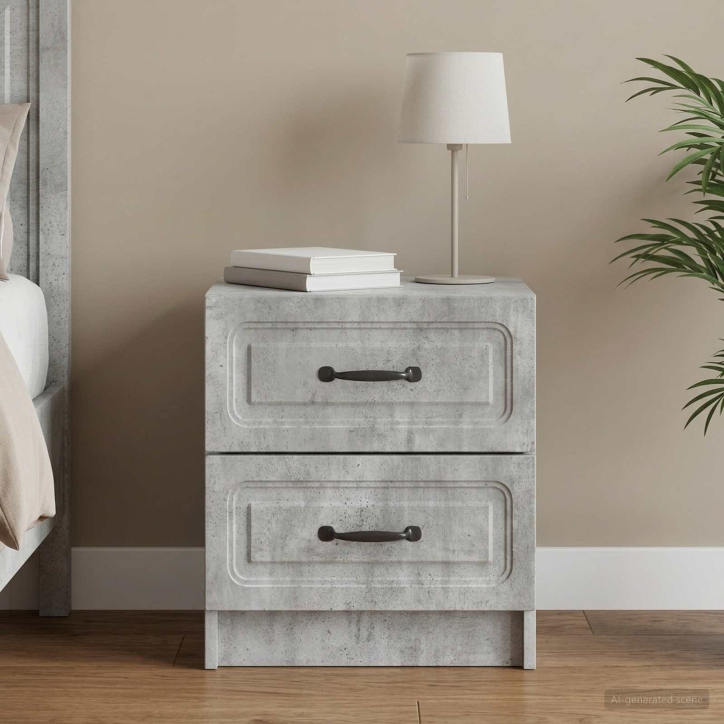 Bedside Cabinet with Drawer Concrete Grey 43 x 34.5 x 44.5 cm