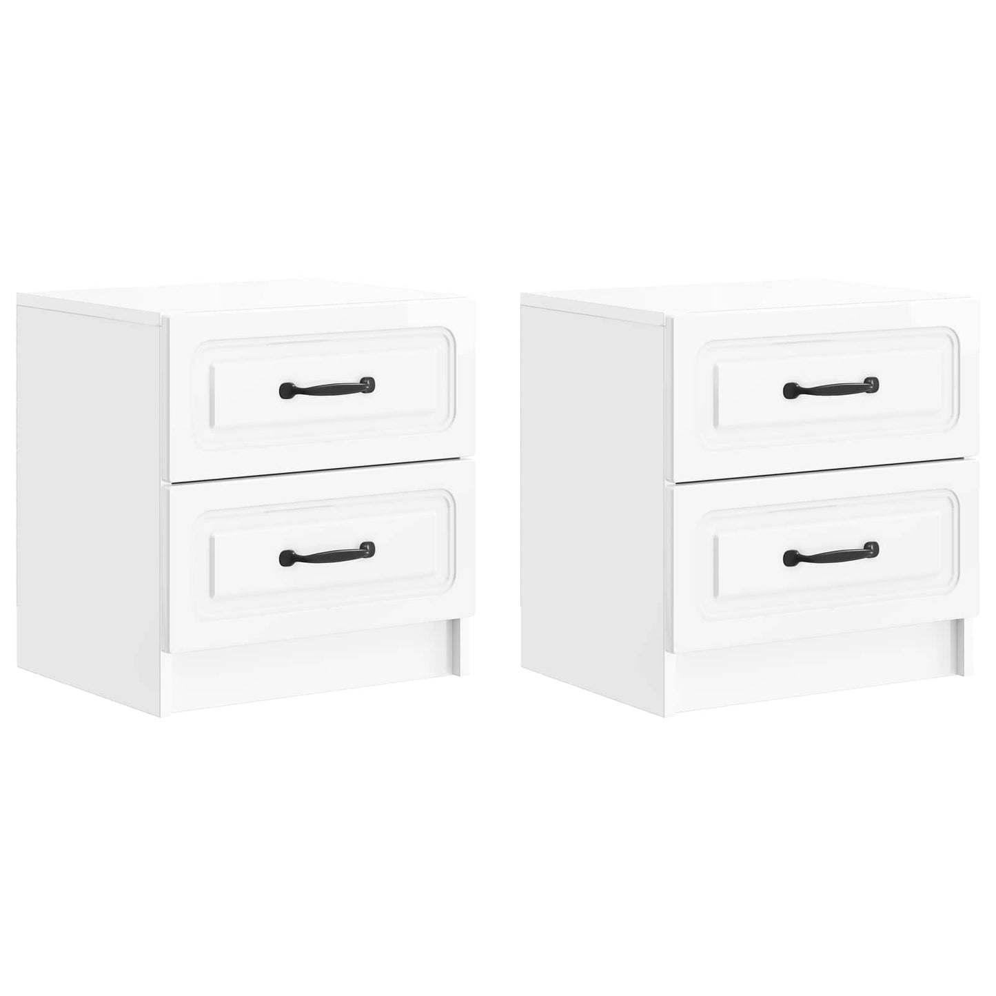 Bedside Cabinet 2 pcs High Gloss White 43 x 34.5 x 44.5 cm