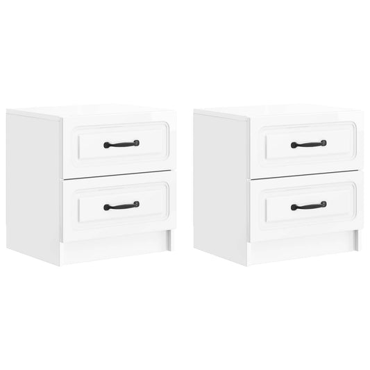 Bedside Cabinet 2 pcs High Gloss White 43 x 34.5 x 44.5 cm