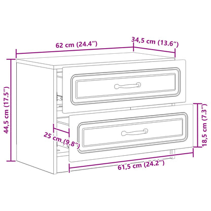 Bedside Cabinet Black 62 x 34.5 x 44.5 cm Engineered Wood