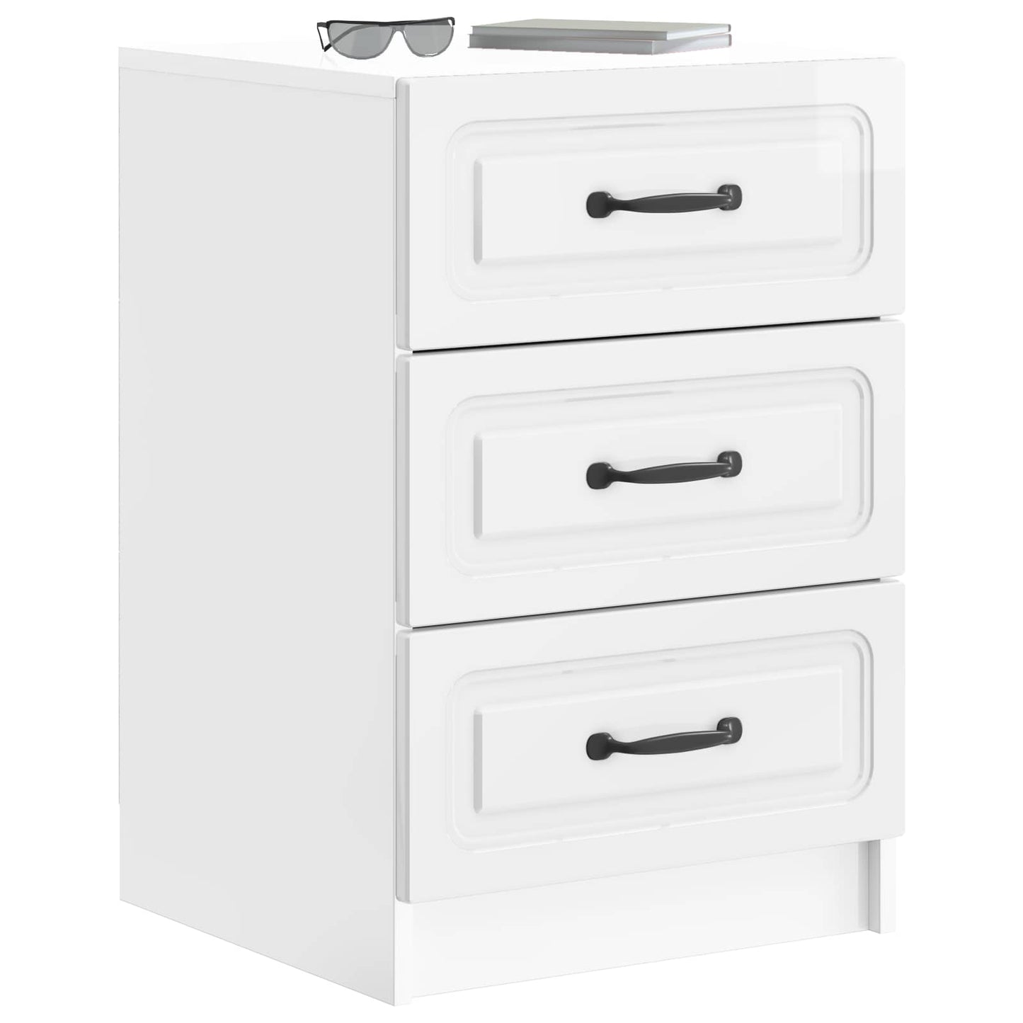 Bedside Cabinet with Drawer High Gloss White 43 x 41 x 63.5 cm