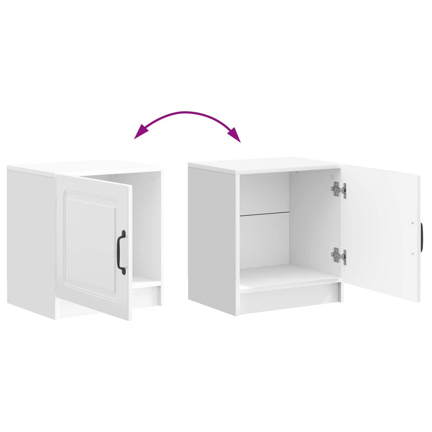 Bedside Cabinet 2 pcs High Gloss White 43 x 34.5 x 47 cm