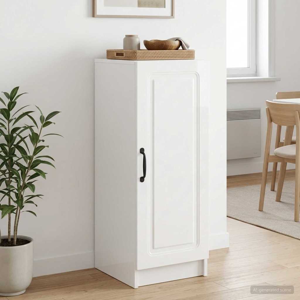 Sideboard High Gloss White 33 x 34.5 x 87 cm Engineered Wood